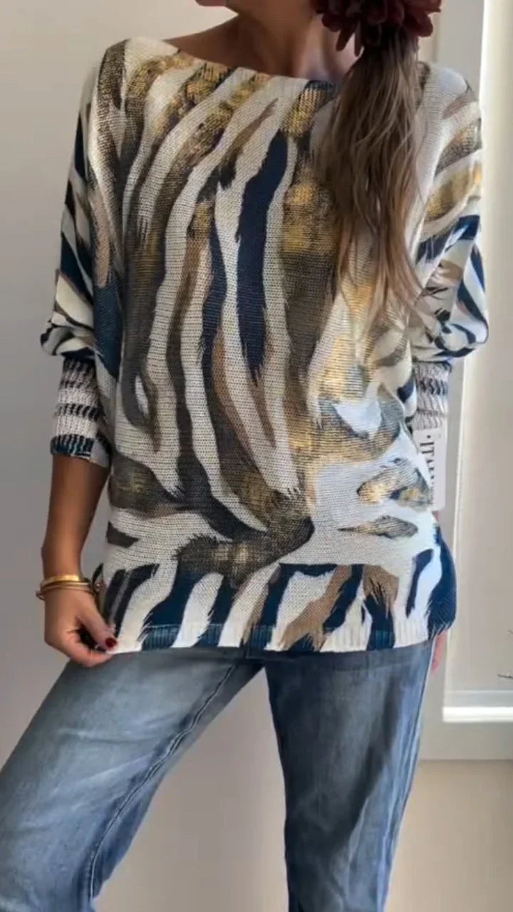 Blusa casual de mulher de gola redonda