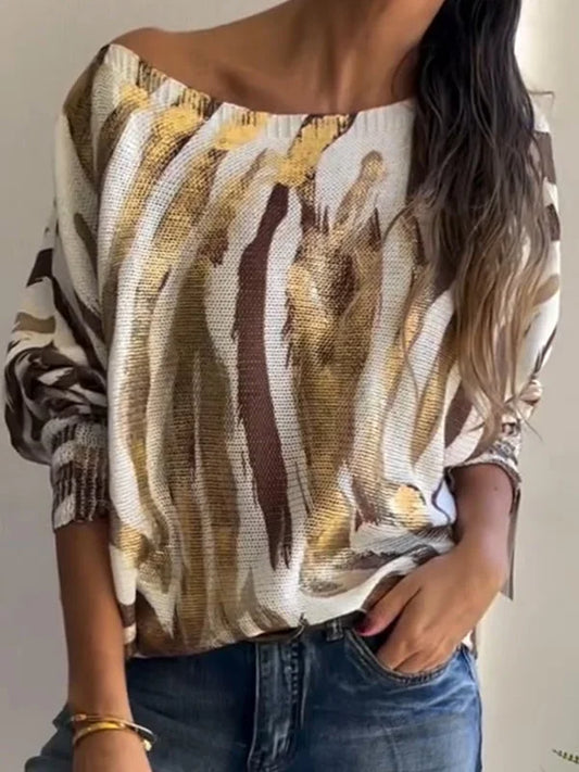 Blusa casual de mulher de gola redonda